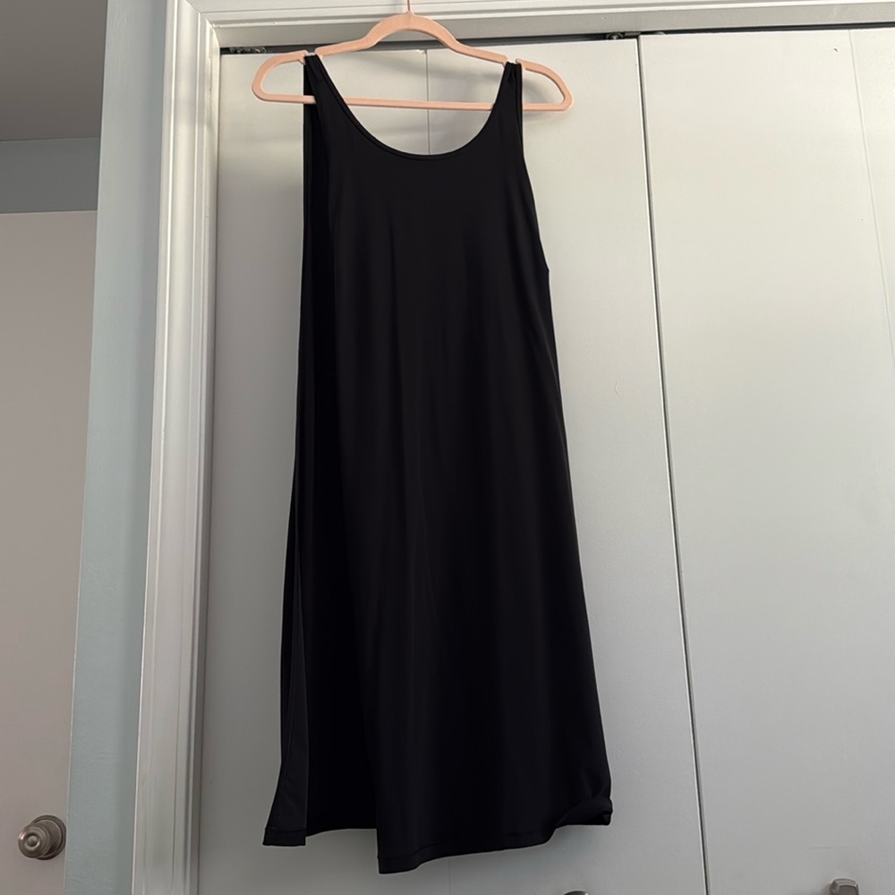 Black LULULEMON faux wrap dress